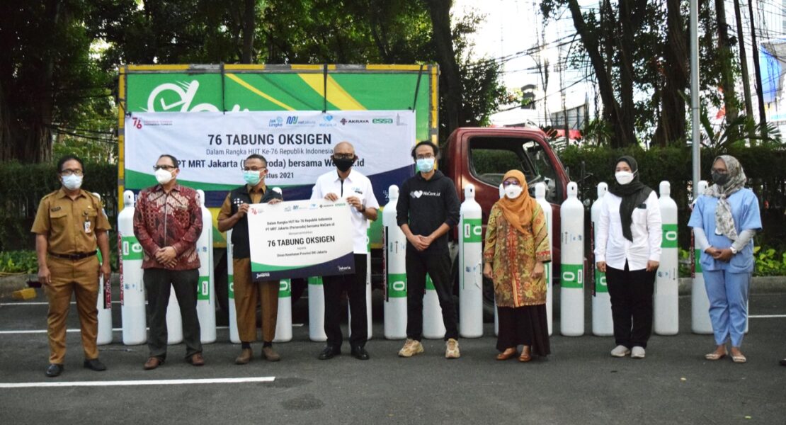 Donasi 76 Tabung Oksigen Oleh MRT Jakarta dan WeCare.id Kepada Masyarakat Terdampak COVID 19