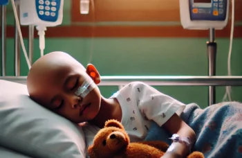 create an image indonesian child boy cancer in the hospital